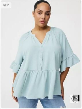 Torrid Raglan Ruffle Peplum Top